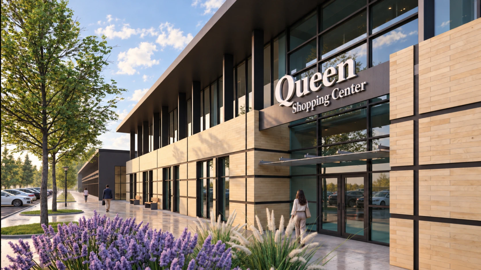 Главный вход и вывеска Queen Shopping Center